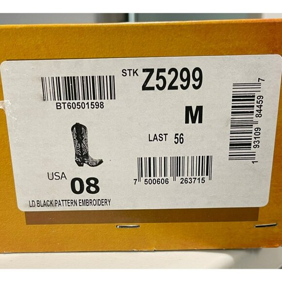 Corral Black Embroidered Leather Pointed Toe Cowboy Boots Western Sz 8 NEW - Picture 10 of 11